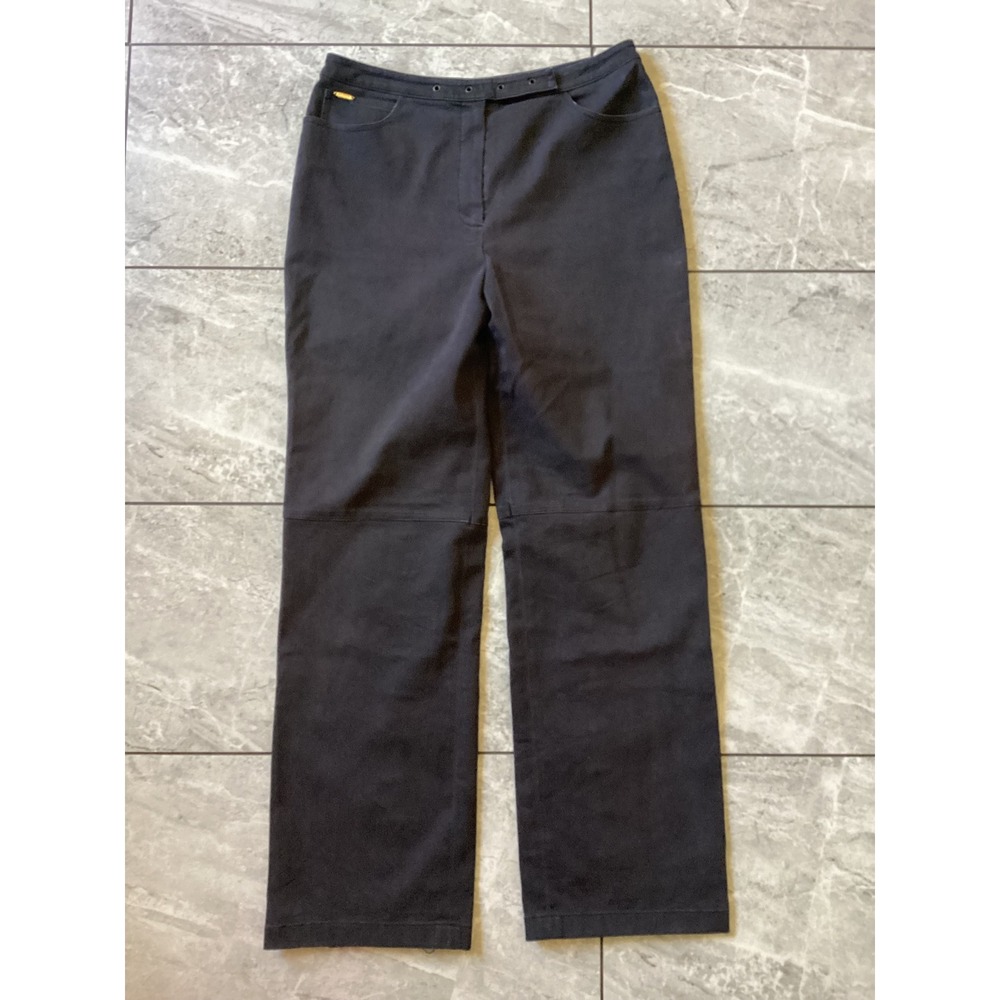 St John Sport Marie Gray Dark Gray Straight Leg Pants Size 12 High Rise Stretch